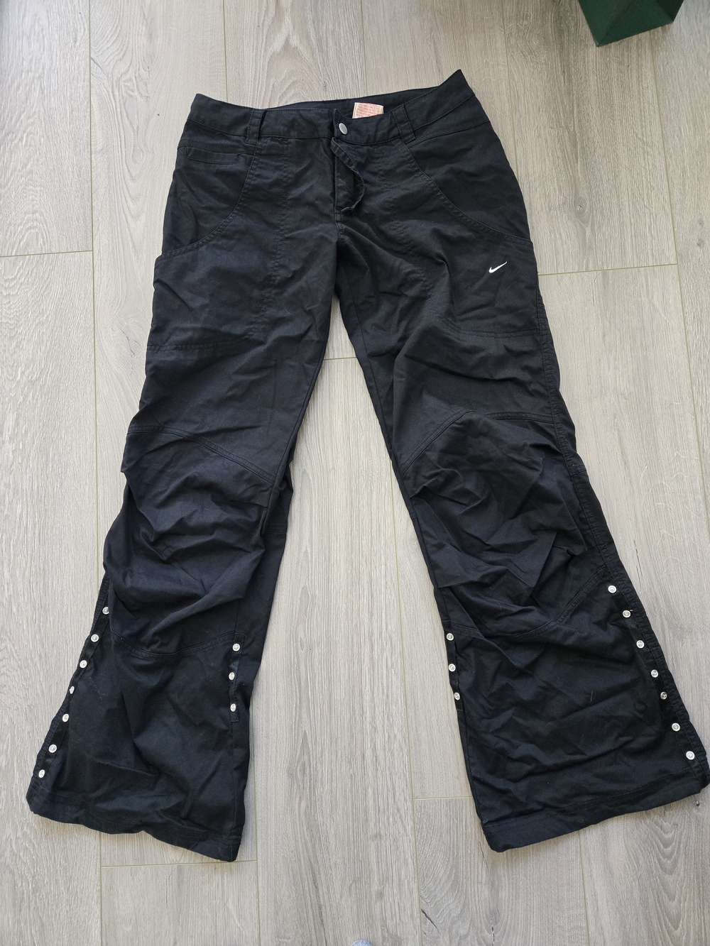 Nike Black Wide-Leg Pants with Snap Details